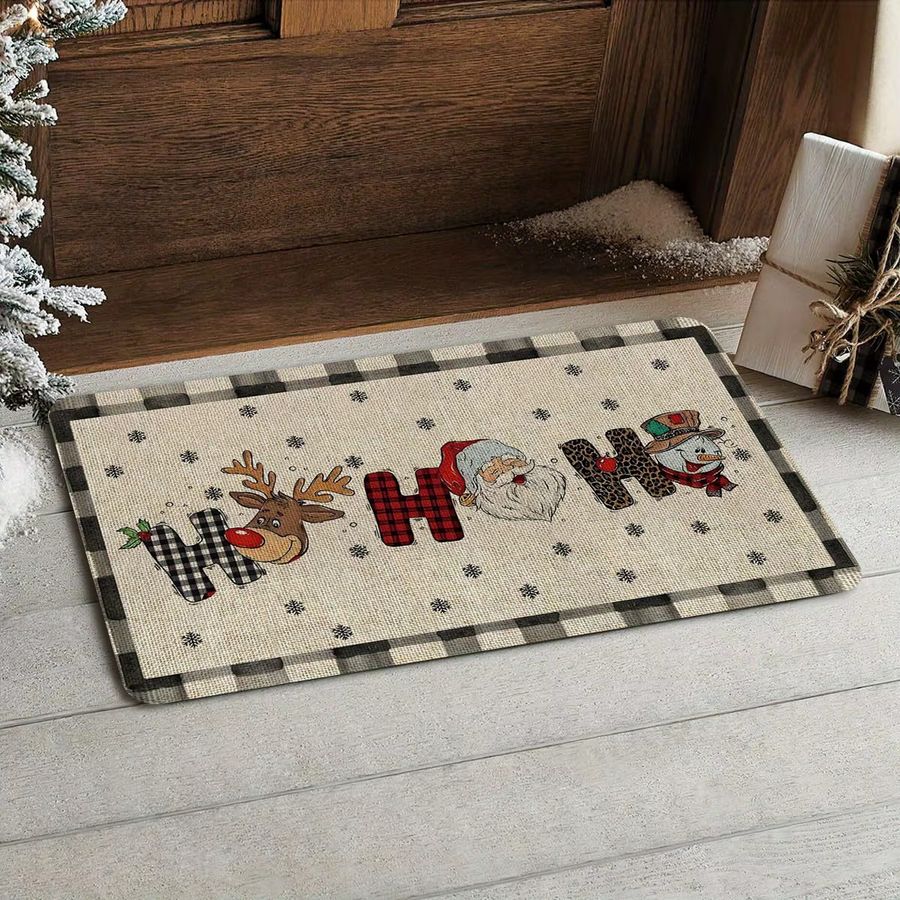 VIKAMA Weihnachts Teppich mit niedlichem Cartoon-Design als Fußmatte für Wohnzimmer, Schlafzimmer und Außenbereich - Bild 3
