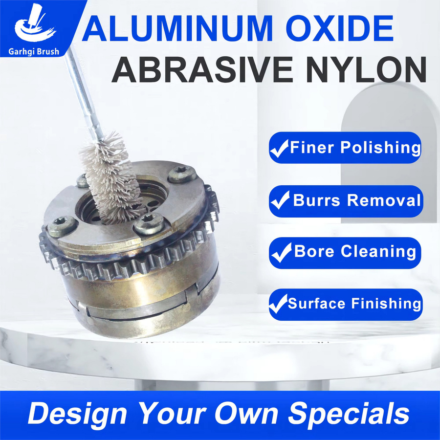 Aluminiumoxid-Rohrbürsten aus weißem Nylondraht mit Körnung 500 zur Reinigung der Innenbohrung und Rostentfernung für manuelle oder automatische Anwendung - Bild 2
