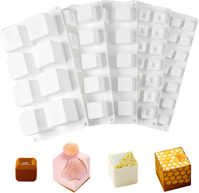 SHENHONG Silikon-Kuchenform für Mousse und Eiswürfel in Weiß, quadratisch - Bild 1
