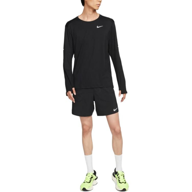 Nike Logo Print Rundhals Langarm T-Shirt, Herren, Schwarz, L - Bild 2