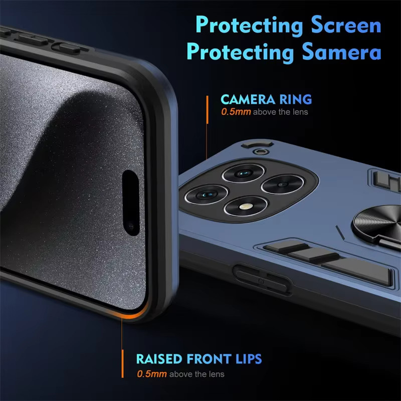 Hybrid-Rüstungshülle für Xiaomi Redmi Note 14 Pro Plus 5G und 14C 4G A3 mit magnetischem Halter und Ringschutz in Grün und Blau - Bild 3