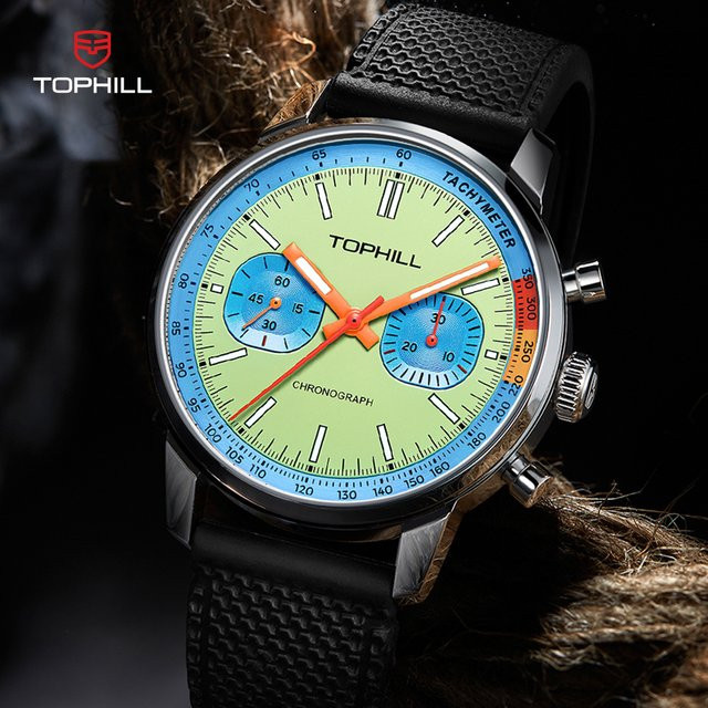 TOPHILL Chronograph, Handaufzug, Edelstahl, Silber, 40 mm, Herren - Bild 1