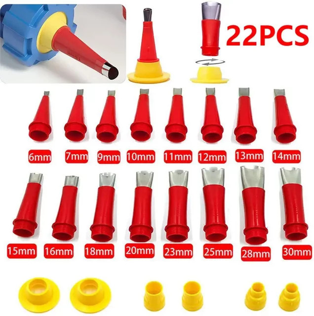 Alloet 22-teiliges Edelstahl Dichtungs-Set mit Applikator-Düsen für Silikon und Kleber in Rot - Bild 1