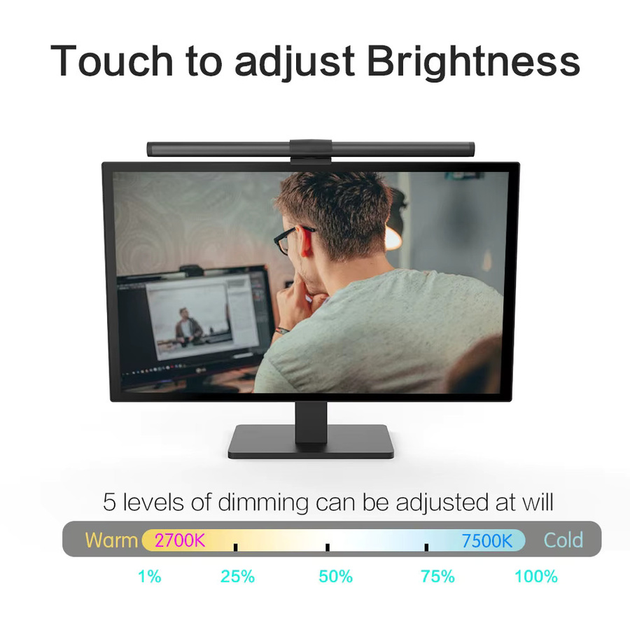 NOVEYEE LED Monitor Lichtleiste mit RGB und stufenloser Dimmung für Augenschutz am PC und Laptop - Bild 5