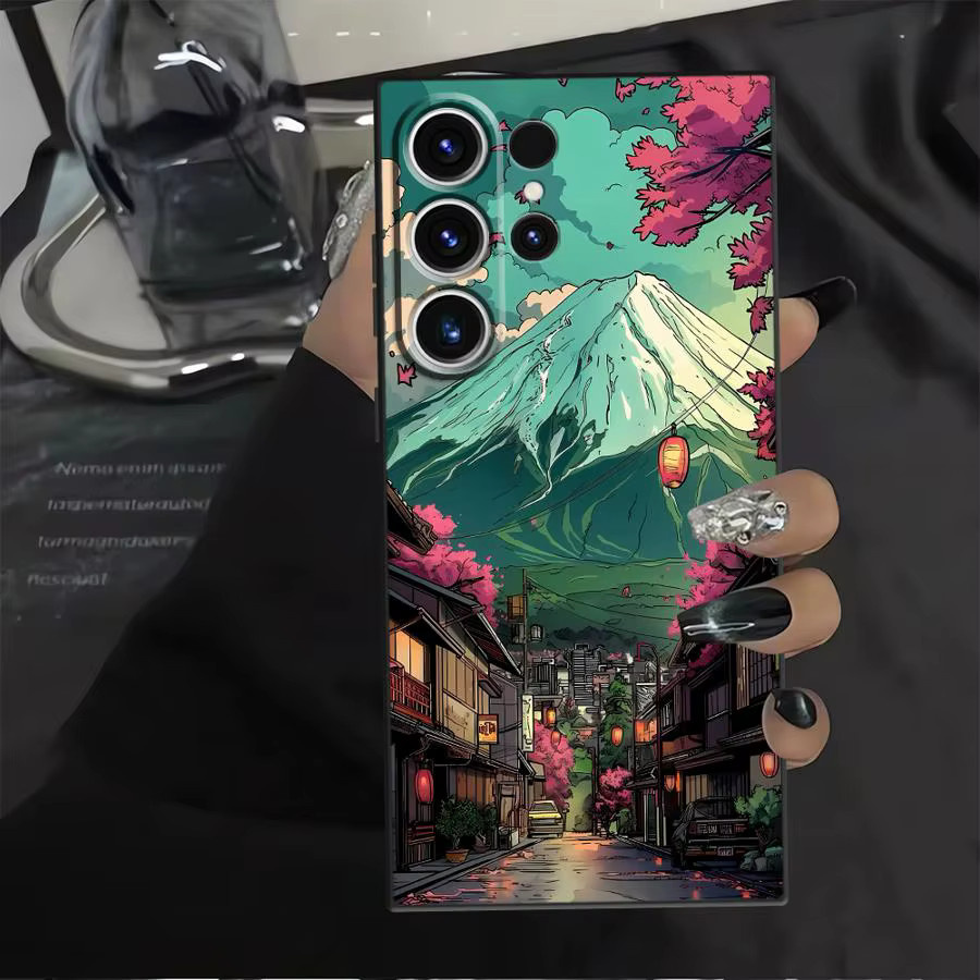Weiche Handyhülle mit Japan Mount Fuji Motiv für Samsung Galaxy S20 S21 FE S23 Ultra S24 Plus S25 Edge in Schwarz und Multicolour - Bild 2