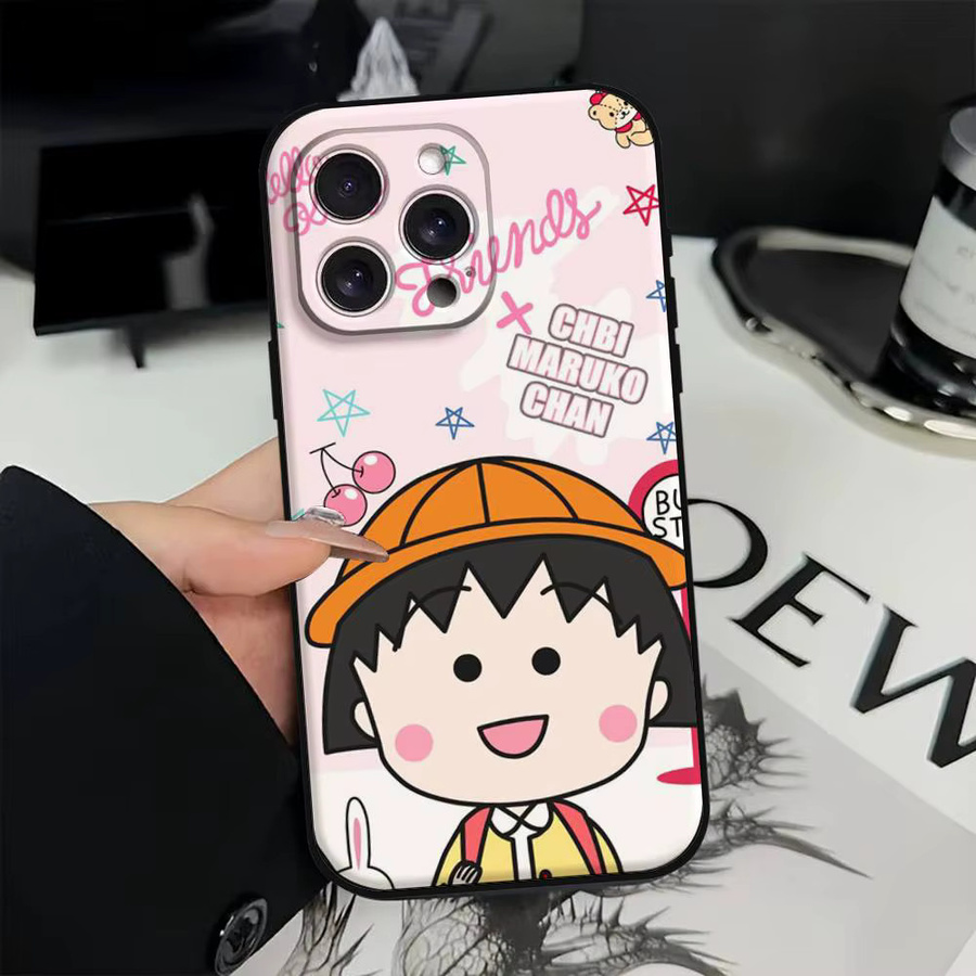 Chibi Maruko Chan Handyhülle für iPhone 11 bis iPhone 17 Pro Max in Schwarz und Multicolour als weiche Schutzhülle - Bild 2