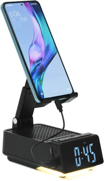 Bluetooth Lautsprecher Wecker mit LED-Licht und Handy Ständer in Schwarz von Better&Healthy Life - Bild 1
