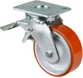 BS Rollen Schwerlastrolle RR120.C10.150 Lenkrolle mit Rad- und Totalfeststeller in Orange mit 150 mm Raddurchmesser - Bild 1