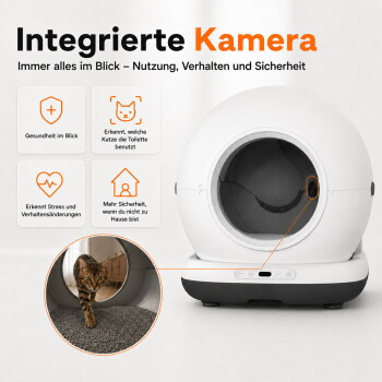 Zedar Selbstreinigende Katzentoilette K1200+ mit Kamera und App Steuerung, Weiß, XXL 82L inkl. Katzenklo-Matte und 3 Rollen Müllbeutel - Bild 2
