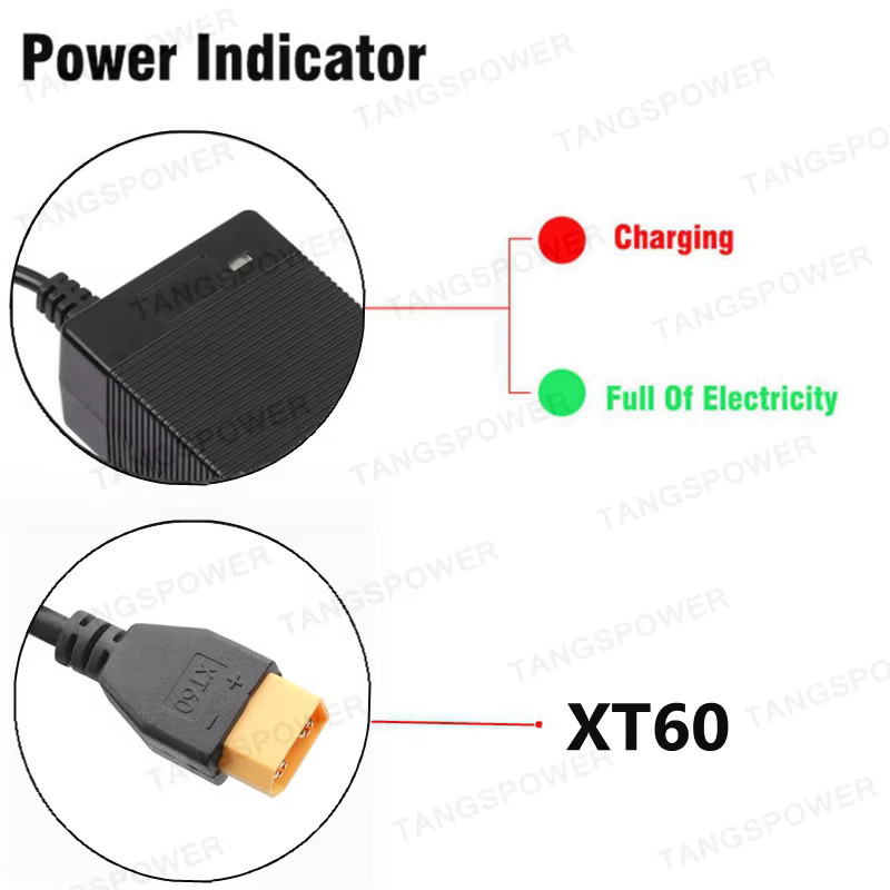 TANGSPOWER LiFePO4 Ladegerät 14,6 V 10A für 4S 12V Lithium-Eisenphosphat Akkus mit XT60 Stecker, Schwarz - Bild 4