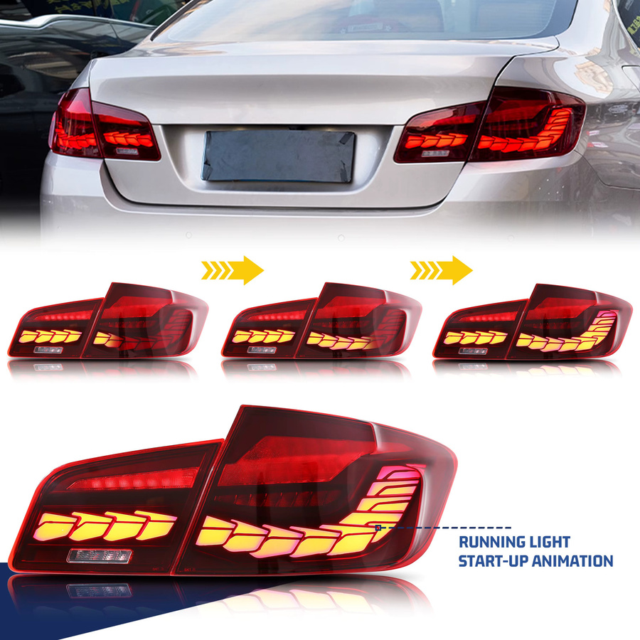 LED GTS Rückleuchten für BMW 5er F10 M5 Limousine 2011-2016 mit sequenziellem Blinker in Rot - Bild 3