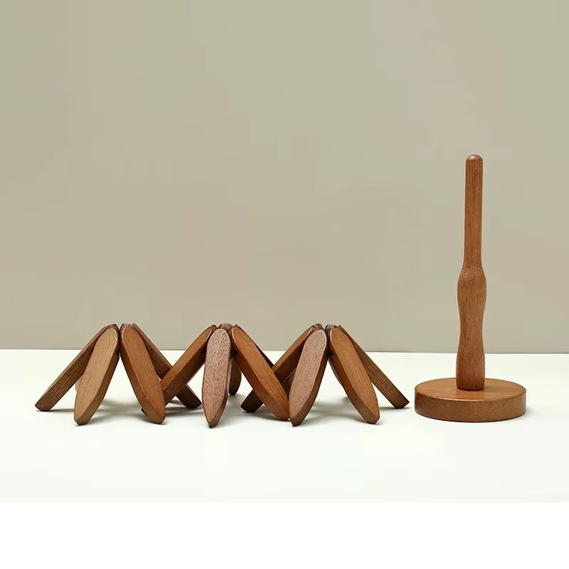 XMSJ Klappbarer Topfuntersetzer aus Holz in Baumform, Hitzebeständige Topfmatte in Braun - Bild 3
