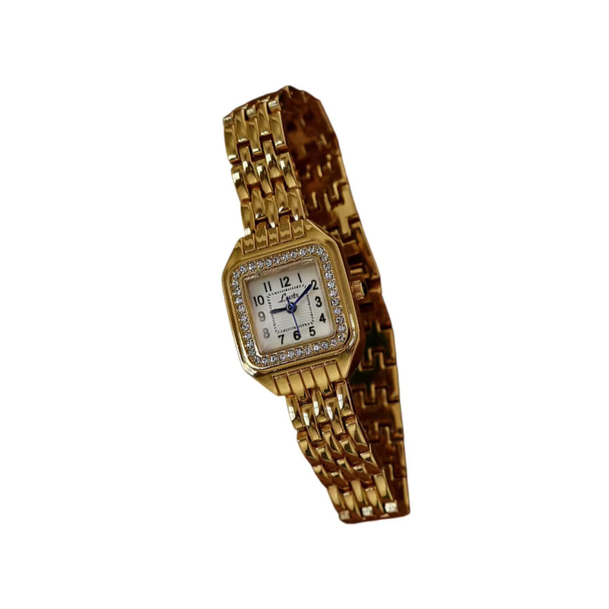 LSVTR Armbanduhr, Quarz, Gold, Edelstahl, Diamant, Damen, eckig - Bild 3