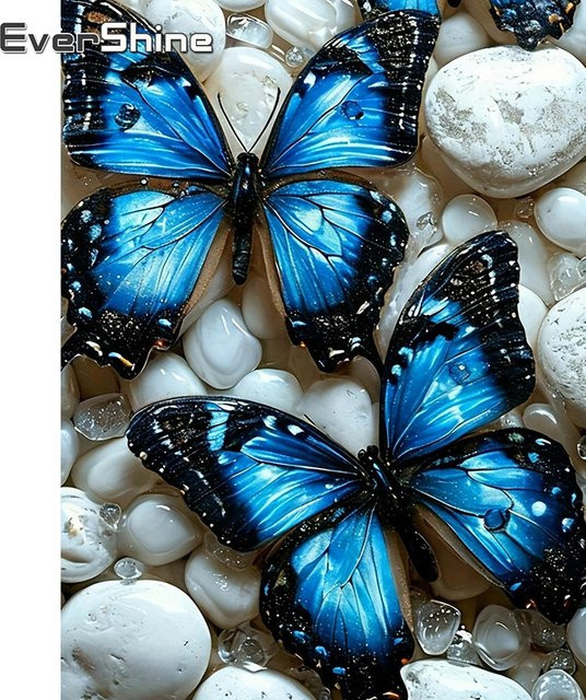 Evershine Diamantmalerei Schmetterling 5D DIY Kunst Mosaik Set mit Strass Stickerei, B/H: 30 x 20 cm - Bild 1