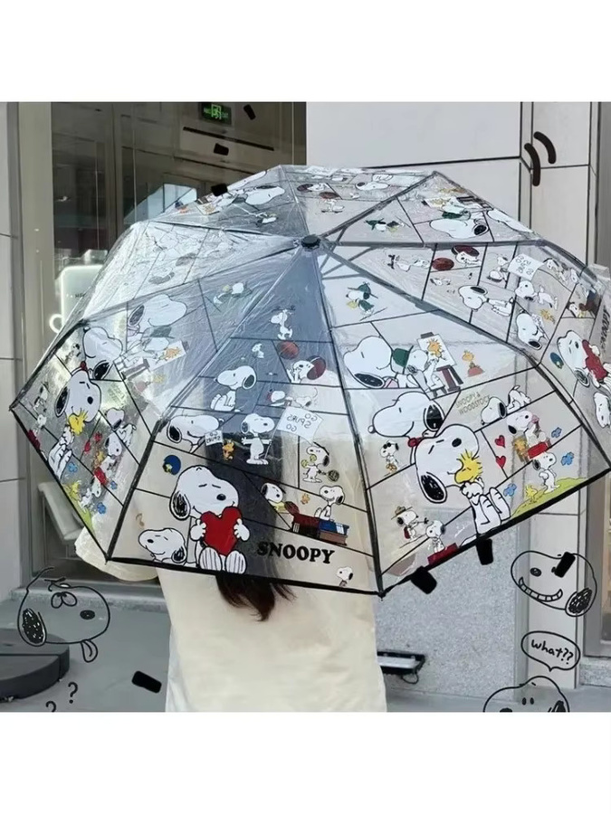 Bandai Snoopys Regenschirm, Dreifach Faltbarer Automatik-Regenschirm - Bild 6