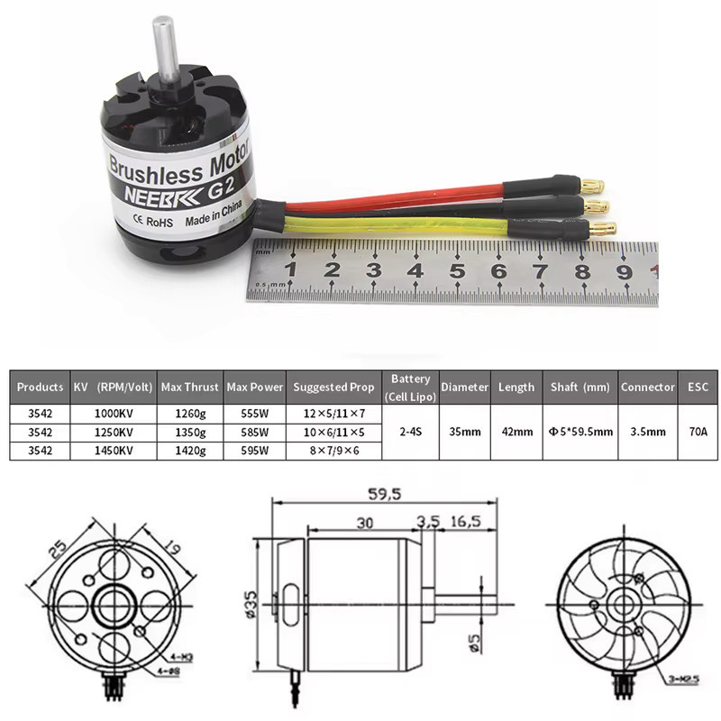 NEEBRC Bürtenloser Motor mit 50A ESC V2 Drehzahlregler, Zubehör - Bild 2