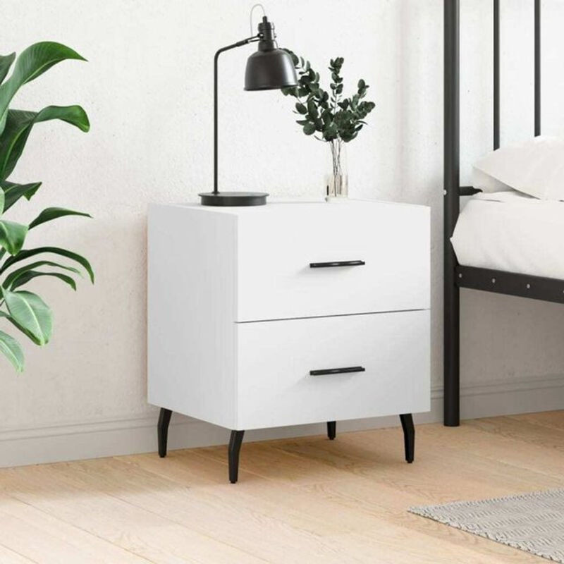 Moderner Nachttisch von Vidaxl in Weiß aus Holzwerkstoff und Metall, B/T/H: 40 x 35 x 47,5 cm - Bild 1