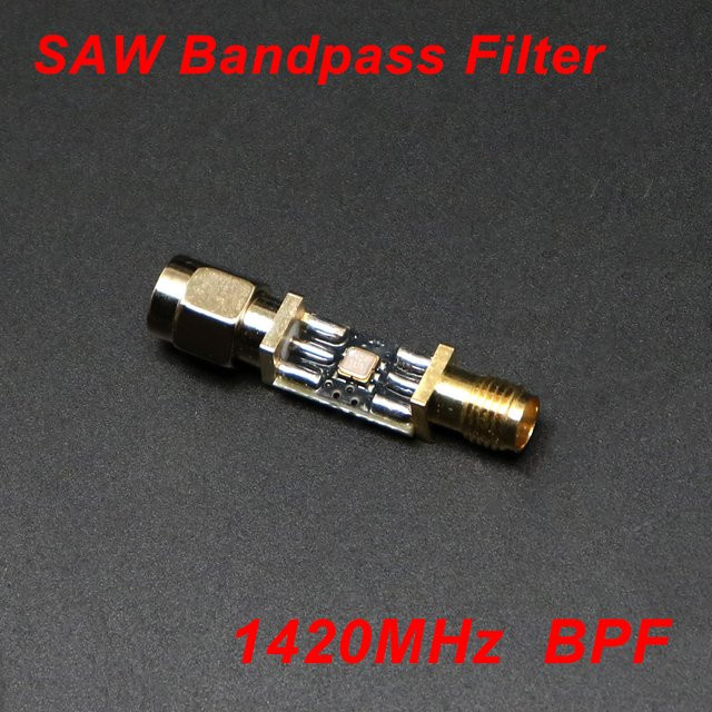 Dykbcells 1420-MHz-SAW-Bandpassfilter für Radioastronomie, 1,42-GHz-FBP mit 80-MHz-Bandbreite und geringem Verlust, SMA-Anschluss, Farbe: Gold - Bild 1