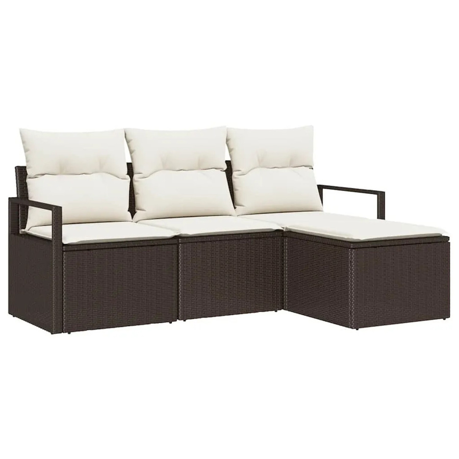 vidaXL Garten-Sofa-Set 4-teilig in Braun mit L-Form, Polyrattan und Metallgestell inklusive Kissen - Bild 2