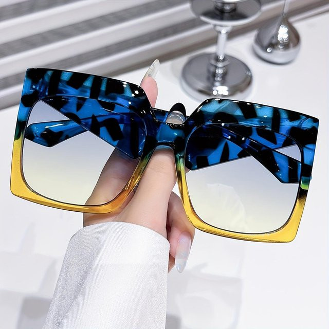 IGNYBURKE Sonnenbrille, Quadratisch, Vollrand, Kunststoff, Blau, Damen - Bild 1