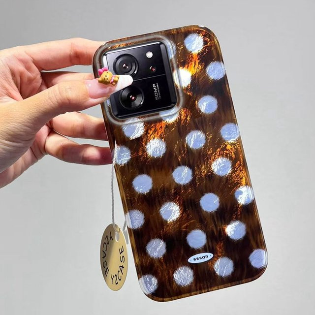 Xiaomi Handyhülle aus TPU mit braunem koreanischem Punktemuster für Xiaomi 13T 14T Pro 11 Lite NE Poco X5 X6 X7 M6 C65 C61 M5S - Bild 1