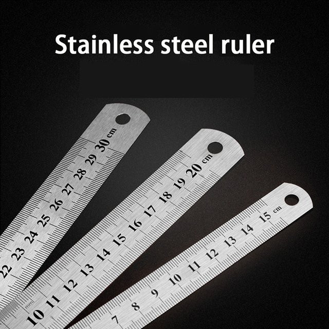 YY30 Doppelseitiges Edelstahl Metall-Lineal Messwerkzeug in Silber, Breite: 15 cm bis 30 cm - Bild 1