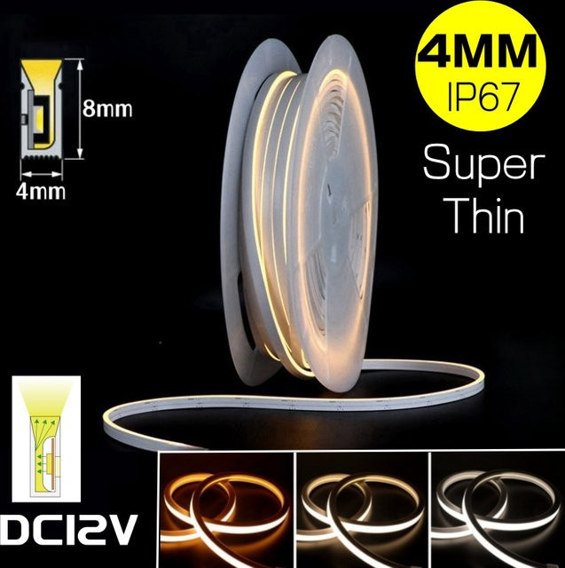 Khelse LED-Neonstreifen Multicolor, superdünner Neon Flex Silikonschlauch, DC12V, wasserdicht und selbstklebend, Maße: 4 x 8 mm - Bild 1