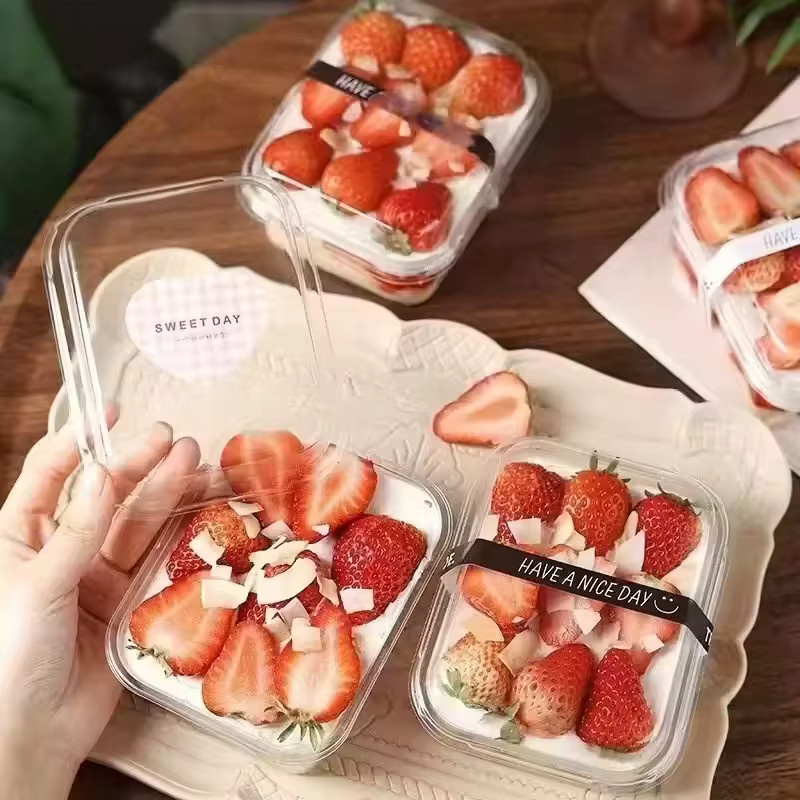 Transparente Einweg Dessertboxen aus Kunststoff für Torte, Mousse oder Kuchen, ideal für Hochzeiten und Partys - Bild 4