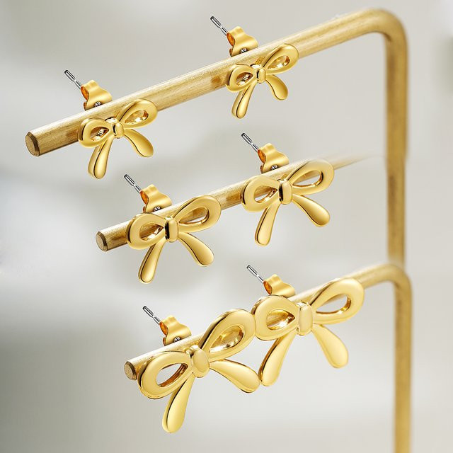Ohrstecker Erpels, Schleife, vergoldet, Damen - Bild 1