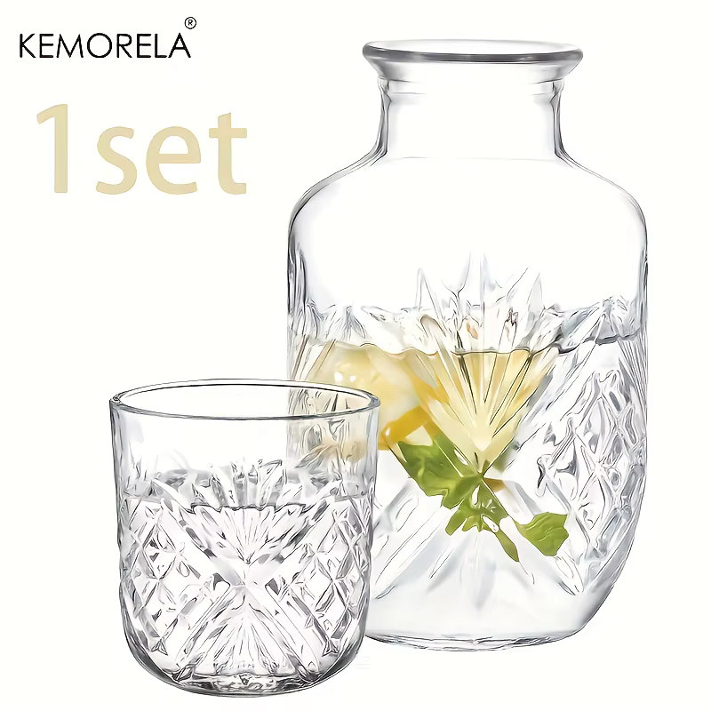 KEMORELA Kristallglas Trinkset mit Karaffe und Tassen, transparent, 500 ml - Bild 2