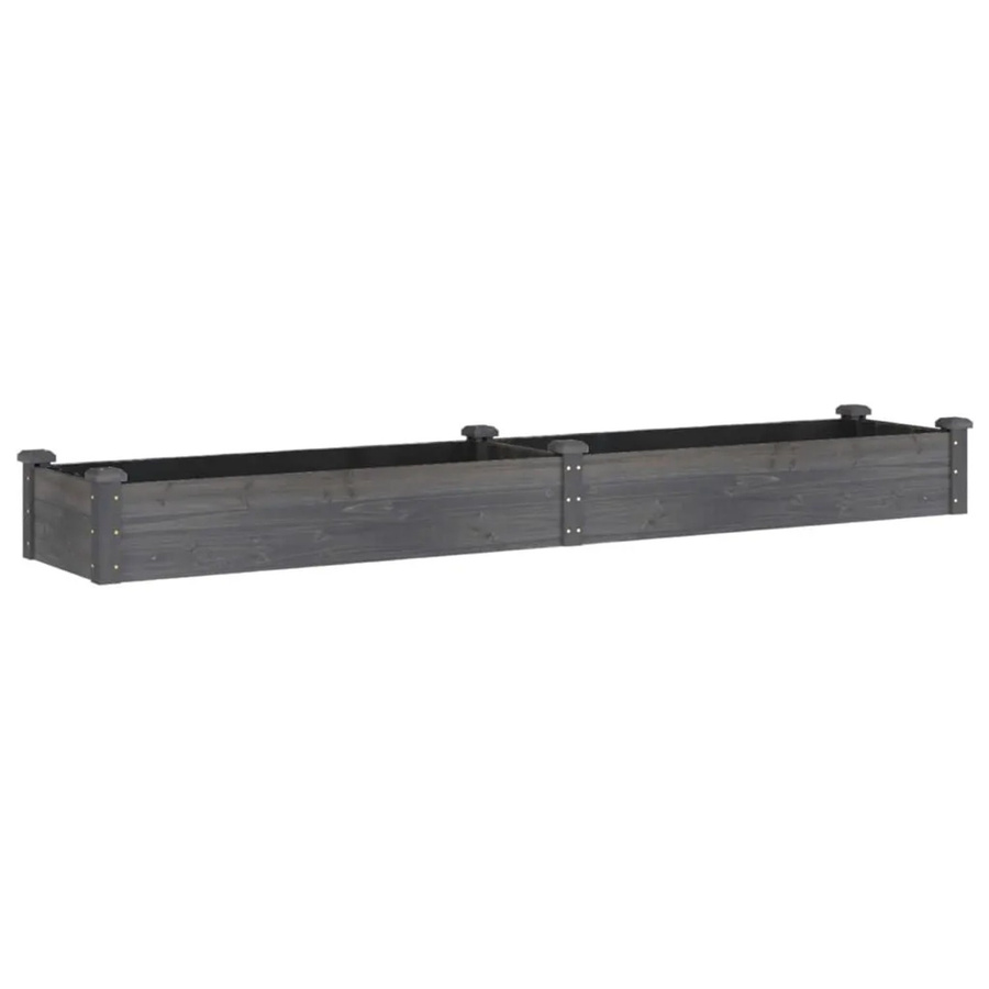 vidaXL Hochbeet aus Massivholz Tanne in Grau mit Einsatz, B/T/H: 240 x 45 x 25 cm - Bild 2