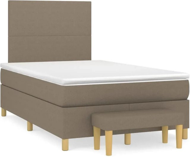 vidaXL Boxspringbett mit Matratze Hybrid-Design in Taupe, B/T/H: 120 x 200 x 30 cm - Bild 1