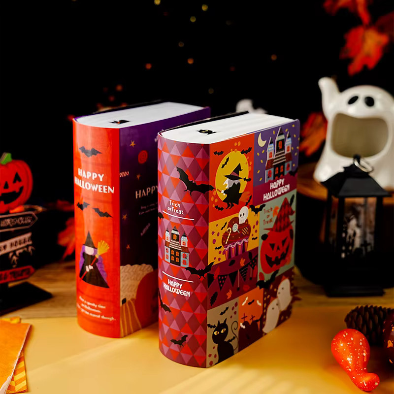 Joy-enlife Halloween Geschenkboxen in Buchform mit Kürbis, Geist und Fledermaus, Mehrfarbig, Set aus 5 oder 10 Stück - Bild 2