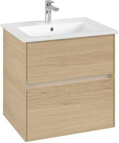 V&B Waschtischunterschrank Collaro mit Waschbecken und LED-Beleuchtung, Farbe Nord Oak, B/T/H: 61,1 x 61,1 x 48 cm - Bild 1