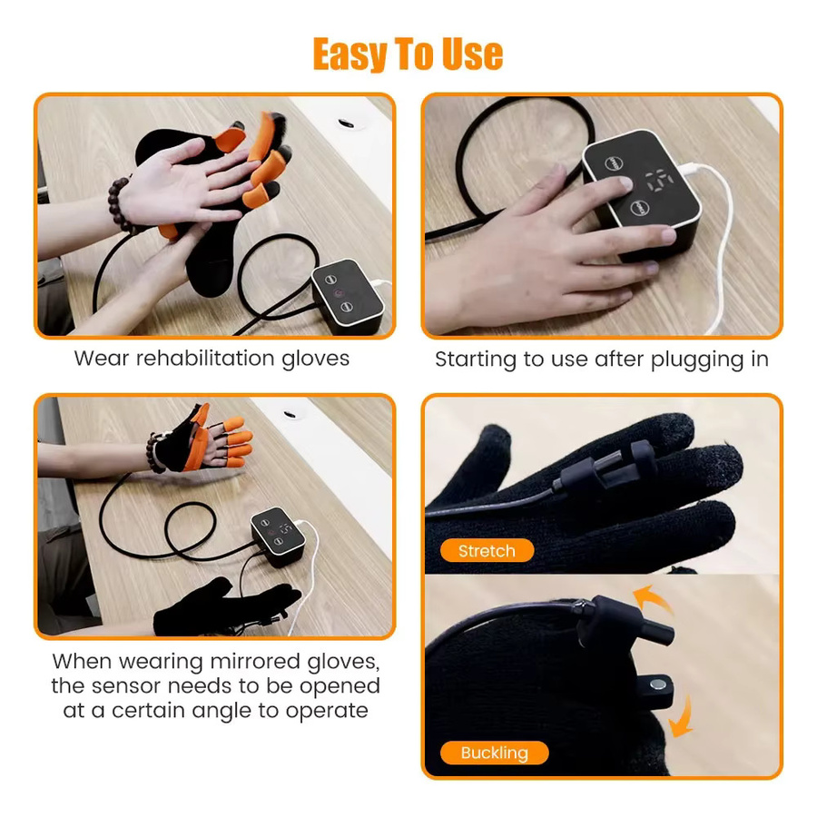 SALORIE Massage Rehabilitation Roboter Handschuhe, Schwarz - Bild 3