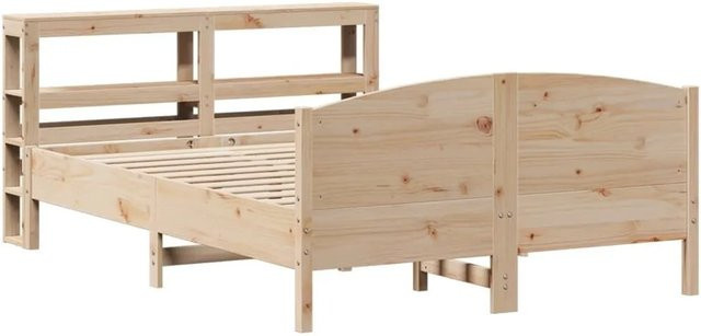 vidaXL Massivholzbett aus Kiefernholz in Braun, rustikal und unbehandelt, B/T/H: 140 x 200 cm - Bild 1