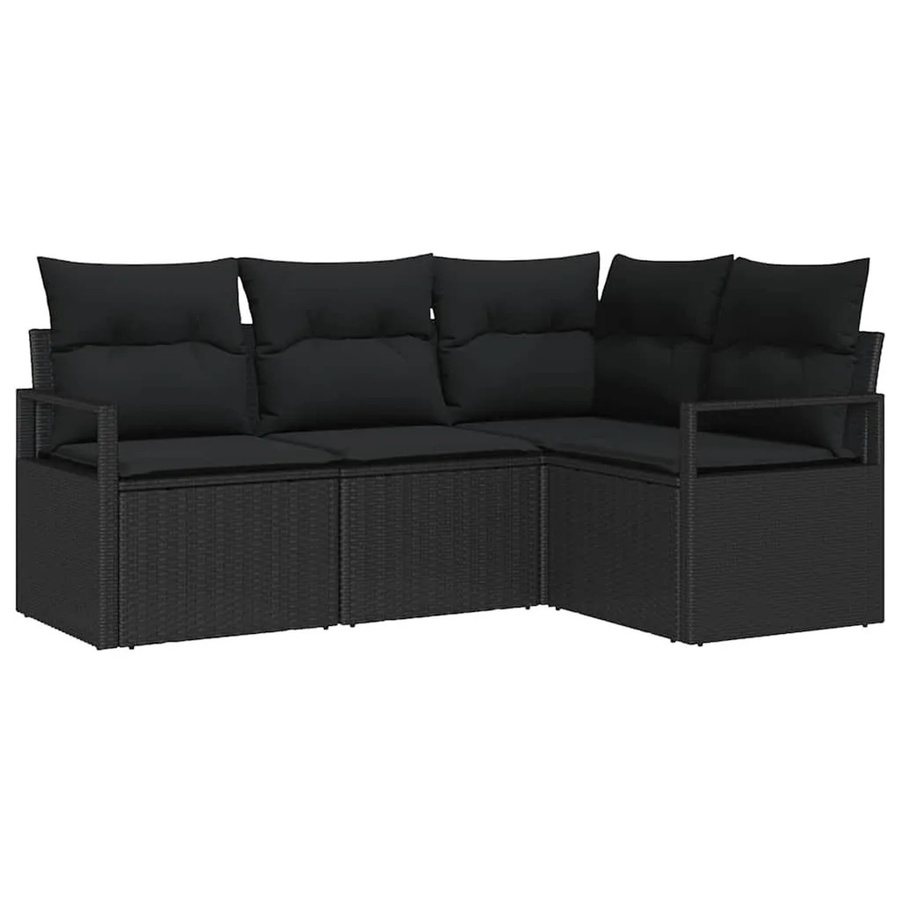 vidaXL L-Shape Sofa Set aus Poly-Rattan in Schwarz mit Kissen und integriertem Stauraum für Garten und Terrasse - Bild 2