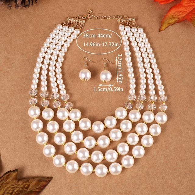 Lucky Star Jewelry Schmuck-Set, Perlenkette und Ohrringe, Zirkonia, Weiß, Damen - Bild 1