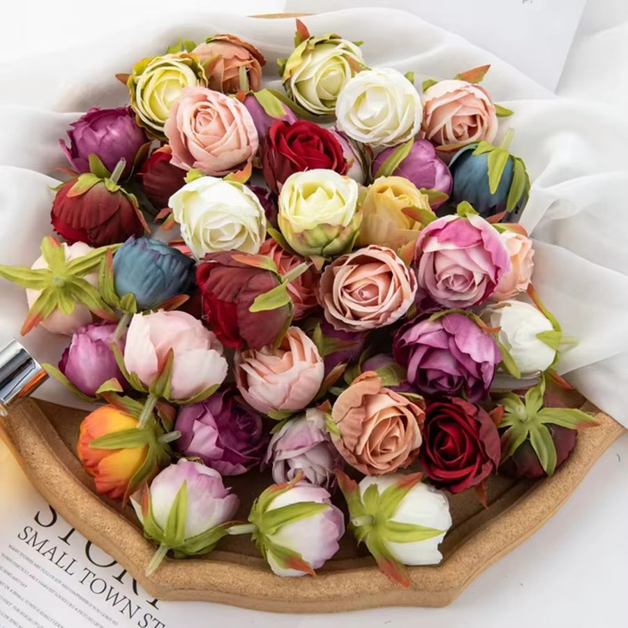 Smr Künstliche Rosen aus Seide in Tiefrosa für Hochzeit und Dekoration (10 Stück) - Bild 2