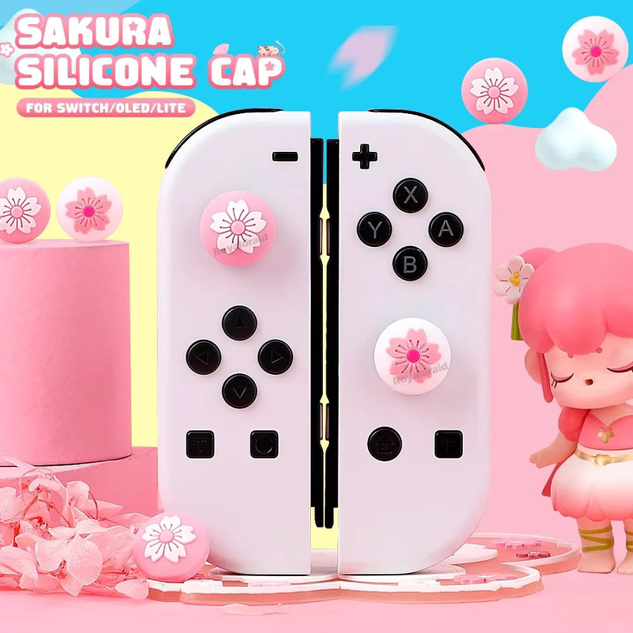 4er-Set Rosa Silikon-Soft-Grip-Kappen für Nintendo Switch Joypad Controller OLED und Lite - Bild 2
