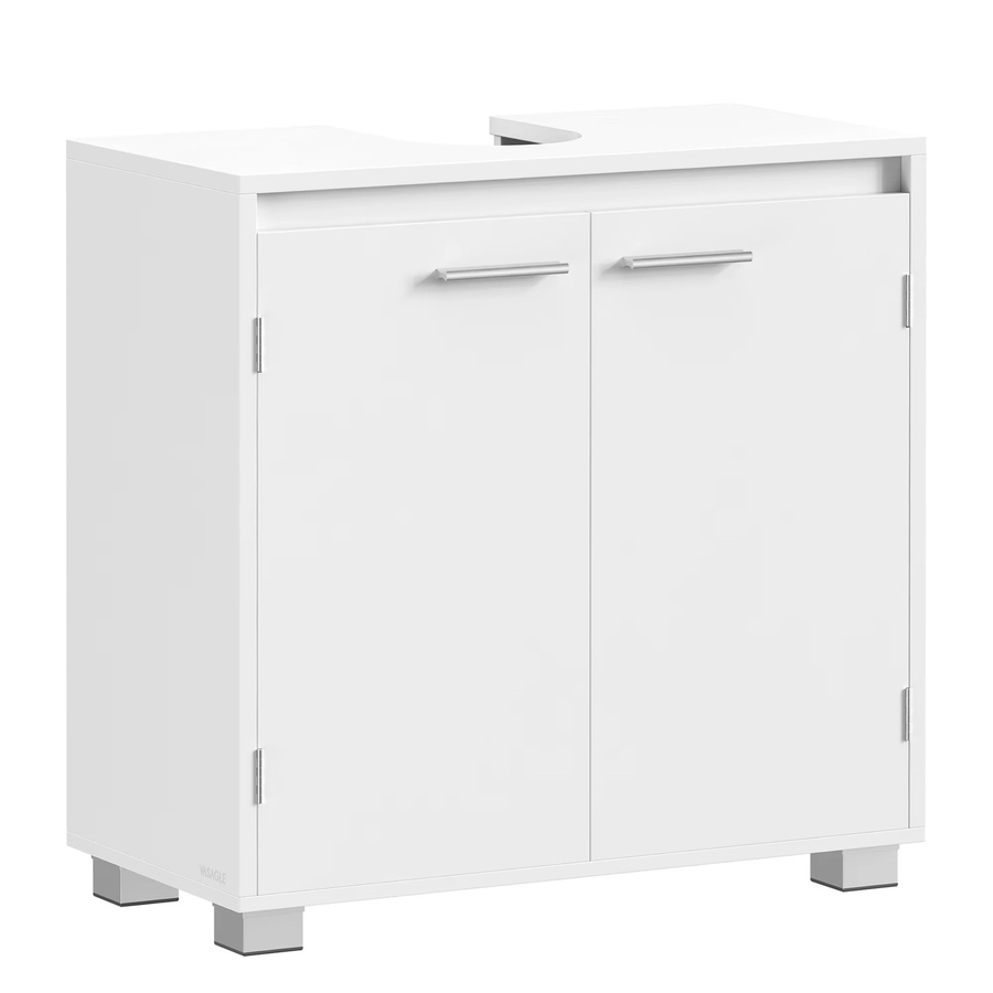 VASAGLE Waschbeckenunterschrank Badezimmerschrank in Weiß mit 2 Fächern und Türen - Bild 3