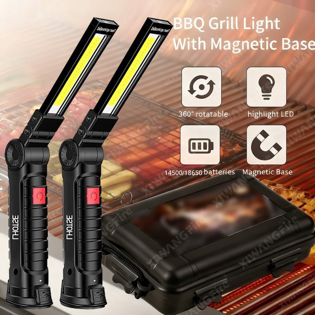 XIWANGFIRE COB-LED-Handarbeitsleuchte in Schwarz, dimmbare USB-wiederaufladbare Inspektionslampe mit Magnet und Haken - Bild 1