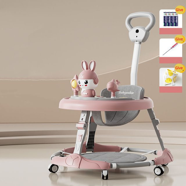 Plattenstil multifunktionale faltbare Anti-Rollover-Gehhilfe für Babys mit Musik und 7-stufer Verstellbarkeit in Grün und Pink - Bild 1