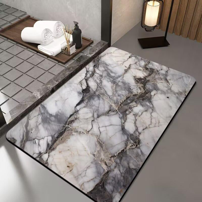 Yiran Furniture Saugfähige Badezimmer Fußmatte Marmor Design Weiß, B/B: 50 x 80 cm - Bild 1