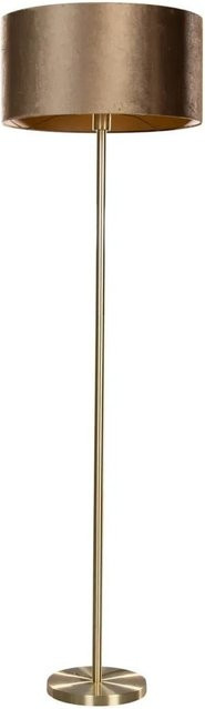QAZQA Stehleuchte Simplo in Messing mit Samtschirm in Bronze - Bild 1