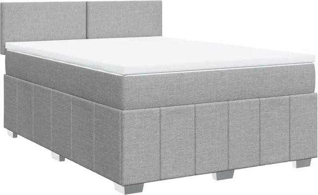 vidaXL Boxspringbett mit Matratze in Hellgrau, Hybridbett mit Taschenfederkern, B/T: 140 x 190 cm - Bild 1
