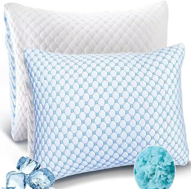 EGW Kühlkissen mit Memory-Schaum und abnehmbarem Kissenbezug in Blau und Weiß - Bild 1