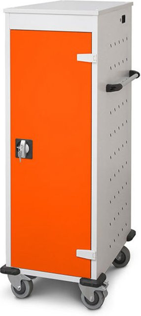 rotstahl Laptopwagen mit 10 Fächern, Farbe Orange und Korpus Lichtgrau, B: 53 cm, H: 125 cm - Bild 1