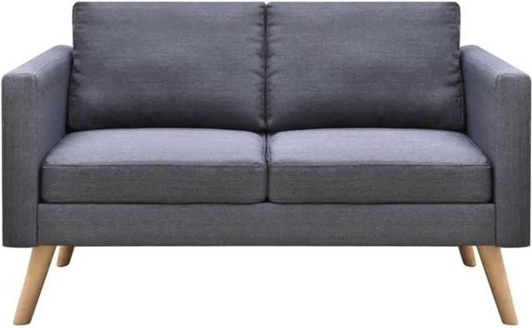 vidaXL 2-Sitzer Sofa aus Stoff mit Holzrahmen in Grau