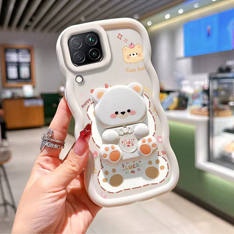 Samsung Handyhülle mit Wellenform und Katzen-Motiv aus Silikon für M32 M22 M14 M13 M12 M05 M04 M02 F23 F14 F12 F42 F05 in Schwarz oder Weiß - Bild 1